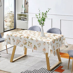 Lofaris Beige Elegant Flower Rectangle Tablecloth for Kitchen