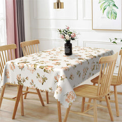 Lofaris Beige Elegant Flower Rectangle Tablecloth for Kitchen