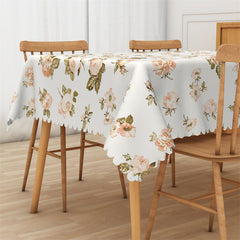 Lofaris Beige Elegant Flower Rectangle Tablecloth for Kitchen