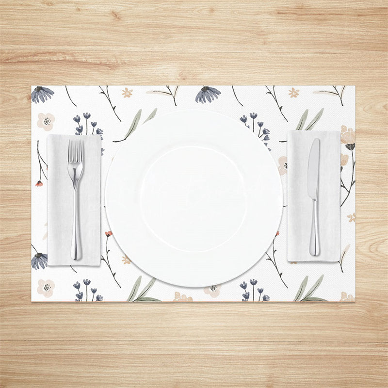 Lofaris Beige Floral Leaves Rustic Dining Set Of 4 Placemats