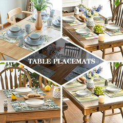 Lofaris Beige Floral Leaves Rustic Dining Set Of 4 Placemats