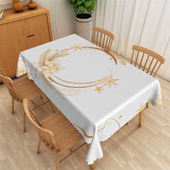 Lofaris Beige Floral Ring Star White Boho Tablecloth For Dining