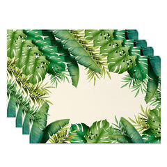 Lofaris Beige Green Fresh Tropical Leaves Set Of 4 Placemats