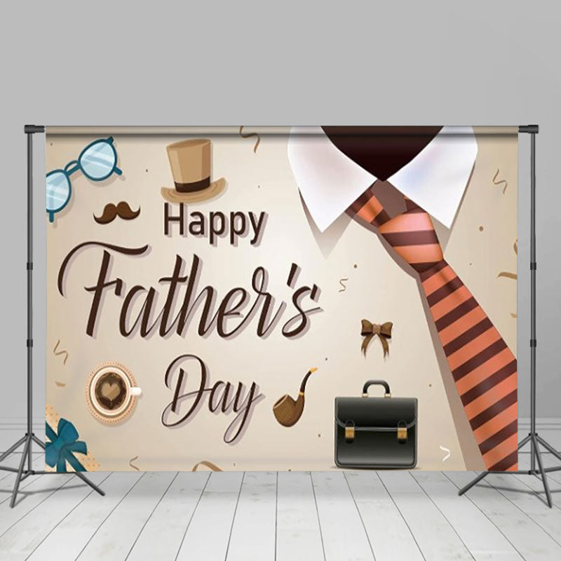 Lofaris Beige Hat Bag Tie Gifts Happy Fathers Day Backdrop