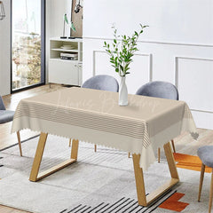 Lofaris Beige Horizontal Stripes Dining Rectangle Tablecloth