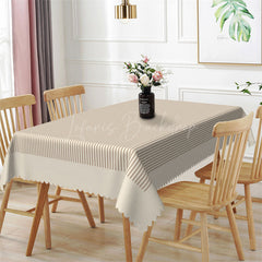 Lofaris Beige Horizontal Stripes Dining Rectangle Tablecloth