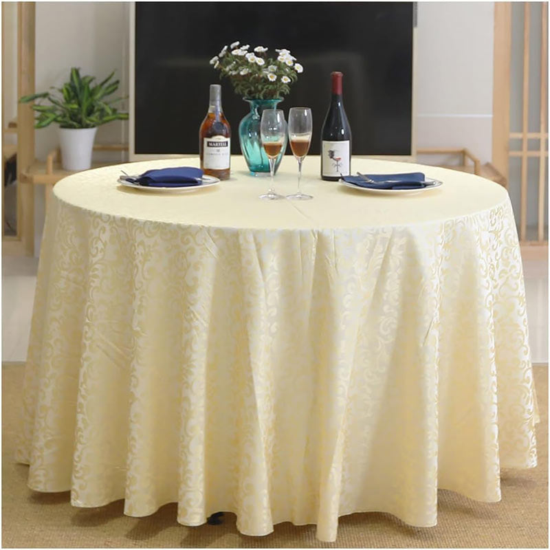 Lofaris Beige Jacquard Polyester Round Banquet Tablecloth