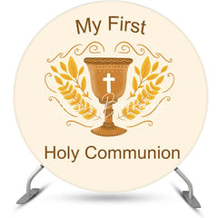 Lofaris Beige My First Holy Communion Grail Baptism Backdrop