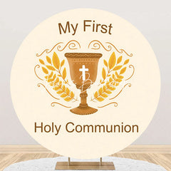 Lofaris Beige My First Holy Communion Grail Baptism Backdrop