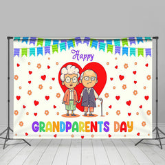 Lofaris Beige Old Couple Happy Grandparents Day Backdrop