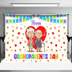 Lofaris Beige Old Couple Happy Grandparents Day Backdrop