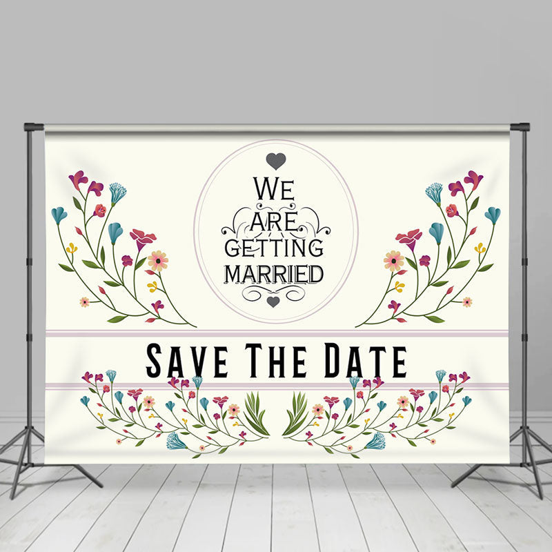 Lofaris Beige Save The Date Spring Floral Wedding Backdrop