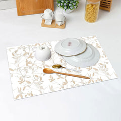 Lofaris Beige Seamless Leaves Simple Set Of 4 Placemats