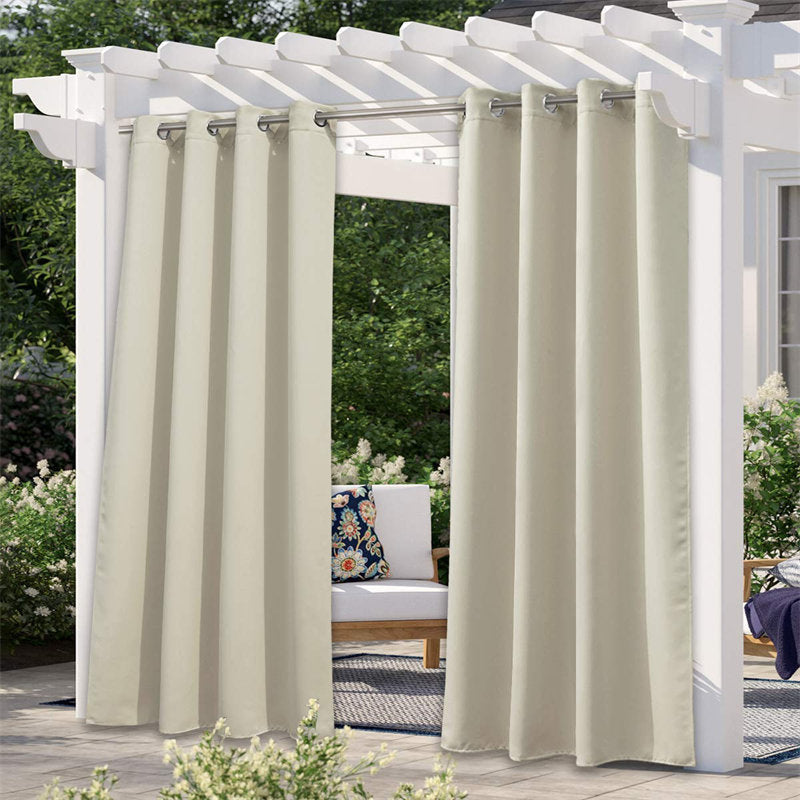 Lofaris Beige Waterproof Grommet Top Outdoor Curtains for Patio