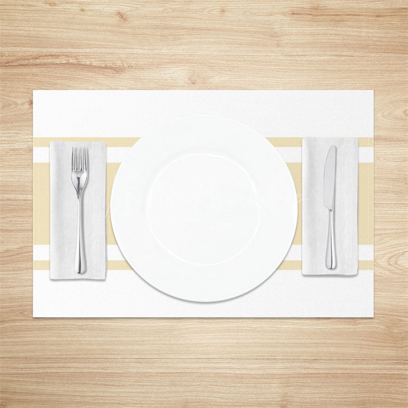 Lofaris Beige White Stripe Modern Dinner Set Of 4 Placemats