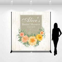 Lofaris Beige Wood Chrysanthemums Bridal Shower Backdrop