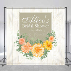 Lofaris Beige Wood Chrysanthemums Bridal Shower Backdrop