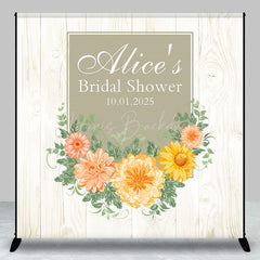 Lofaris Beige Wood Chrysanthemums Bridal Shower Backdrop