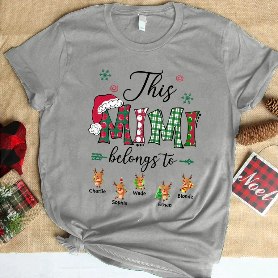 Lofaris Belongs To Christmas Reindeer Custom Name T-Shirt