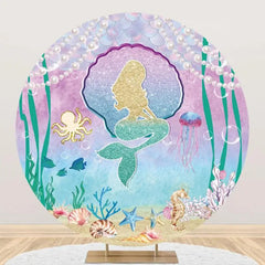 Lofaris Benthos Mermaid Pearl Fish Circle Birthday Backdrop