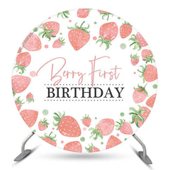 Lofaris Berry First Strawberry 1St Round Birthday Backdrop