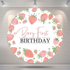 Lofaris Berry First Strawberry 1St Round Birthday Backdrop