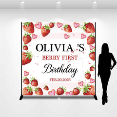 Lofaris Berry Sweet First Personalized Birthday Backdrop