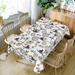 Lofaris Bicycle Clocks Couple Repeat Rectangle Tablecloth