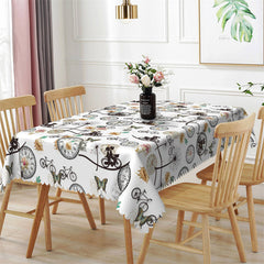 Lofaris Bicycle Clocks Couple Repeat Rectangle Tablecloth