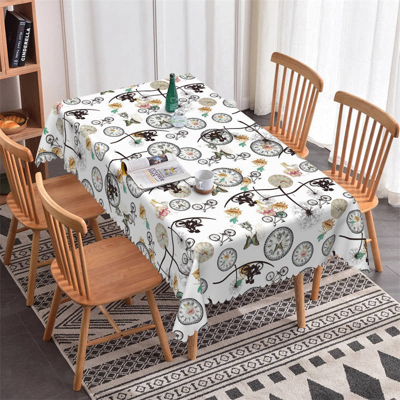 Lofaris Bicycle Clocks Couple Repeat Rectangle Tablecloth