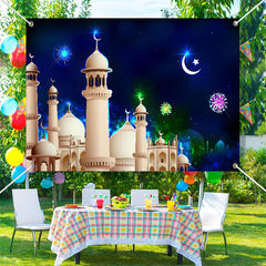 Lofaris Biege Palace Colorful Sparks Eid Mubarak Backdrop