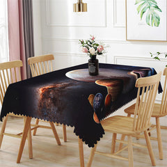 Lofaris Big Planet Galaxy Space Black Rectangle Tablecloth