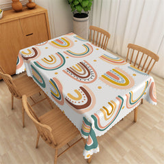 Lofaris Big Repeat Colorful Rainbow Rectangle Tablecloth