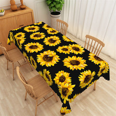 Lofaris Big Yellow Sunflowers Black Rectangle Tablecloth