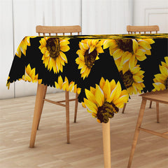 Lofaris Big Yellow Sunflowers Black Rectangle Tablecloth