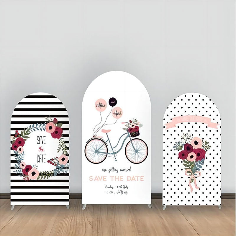 Lofaris Bike Balloon Floral Black Dot Arch Backdrop Kit