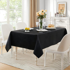 Lofaris Black 108 GSM Satin Banquet Rectangle Tablecloth