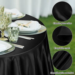 Lofaris Black 108 Smooth GSM Satin Banquet Round Tablecloth