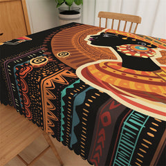 Lofaris Black African Woman Culture Pattern Kitchen Tablecloth