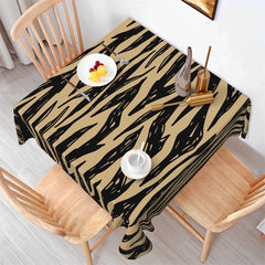 Lofaris Black And Beige Abstract Zebra Stripes Tablecloth