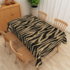 Lofaris Black And Beige Abstract Zebra Stripes Tablecloth