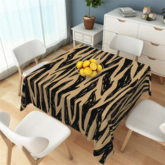 Lofaris Black And Beige Abstract Zebra Stripes Tablecloth