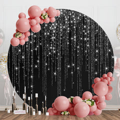 Lofaris Black And Glitter Tassels Round Birthday Backdrop