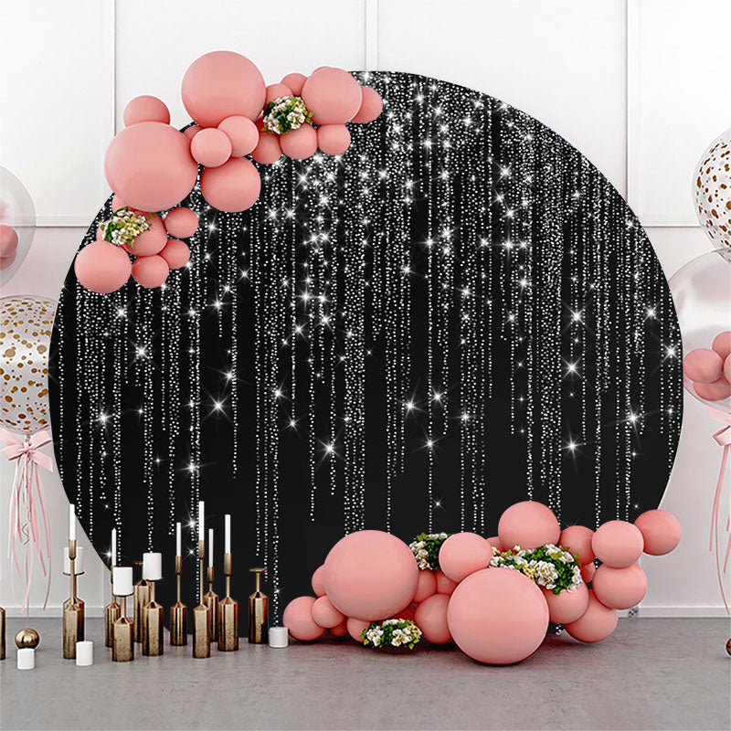 Lofaris Black And Glitter Tassels Round Birthday Backdrop