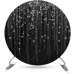 Lofaris Black And Glitter Tassels Round Birthday Backdrop