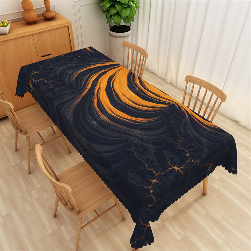 Lofaris Black And Gold Fluid Griotte Texture Tablecloth