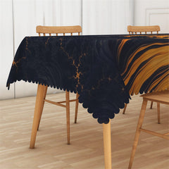 Lofaris Black And Gold Fluid Griotte Texture Tablecloth