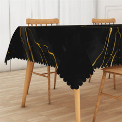 Lofaris Black And Golden Fluid Griotte Texture Tablecloth