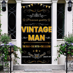 Lofaris Black And Golden Vintage Man Birthday Door Cover