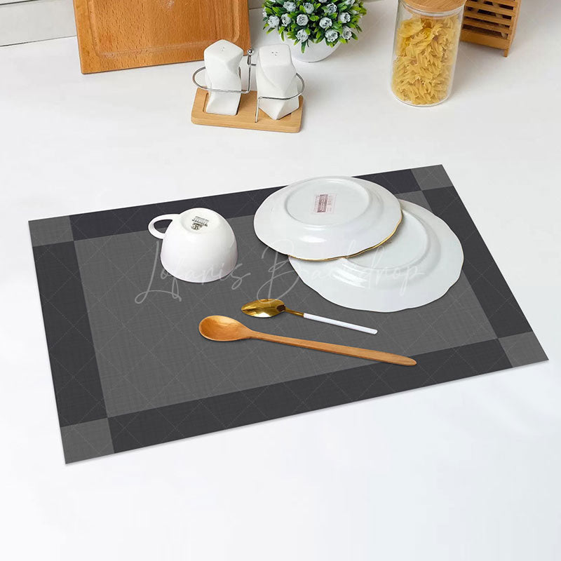 Lofaris Black And Grey Rectangle Square Set Of 4 Placemats